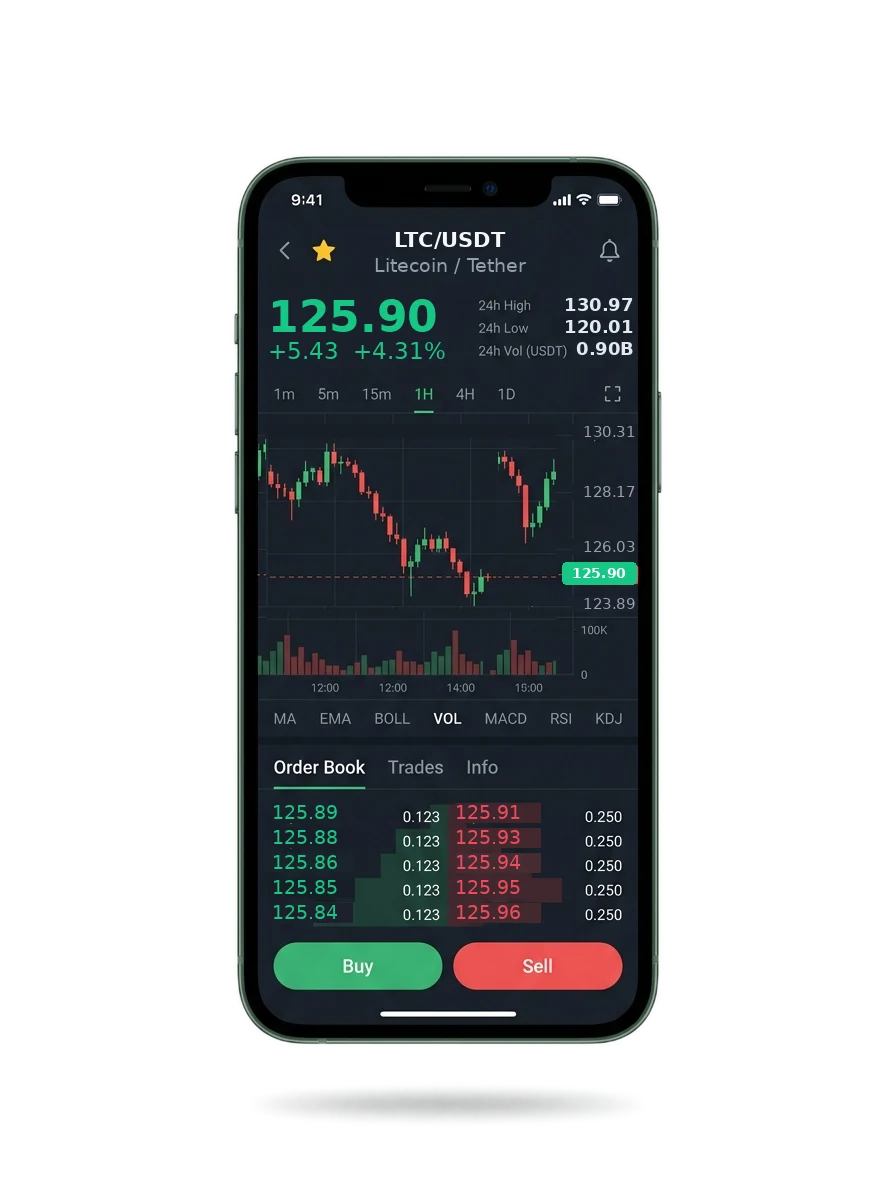The OptiNova mobile app showing a watchlist, a signal card and an account balance